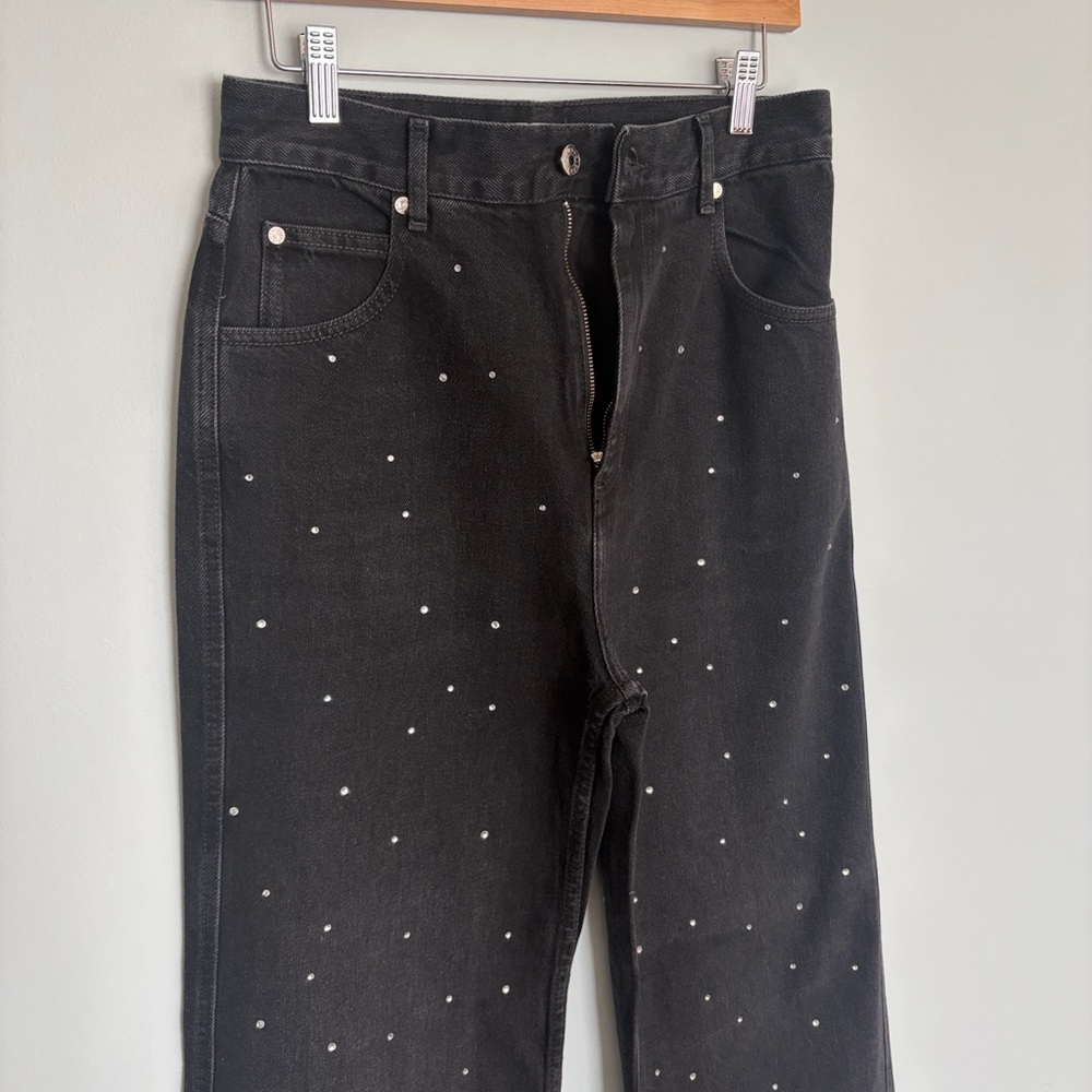Sandro Charcoal Denim Jeans with Crystal embellishment